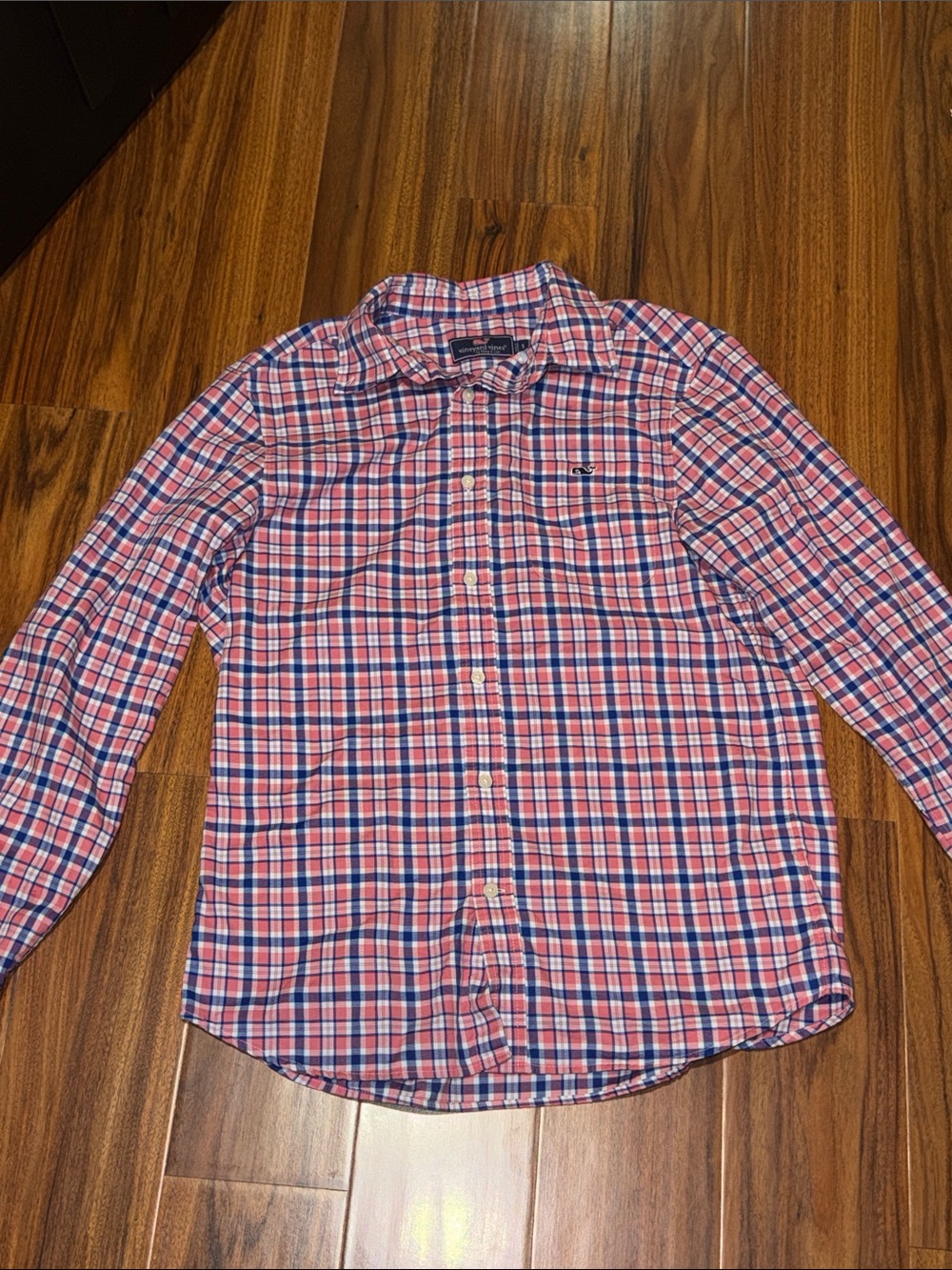Vineyard Vines Pink & Blue Plaid Long-Sleeve Button-Down
